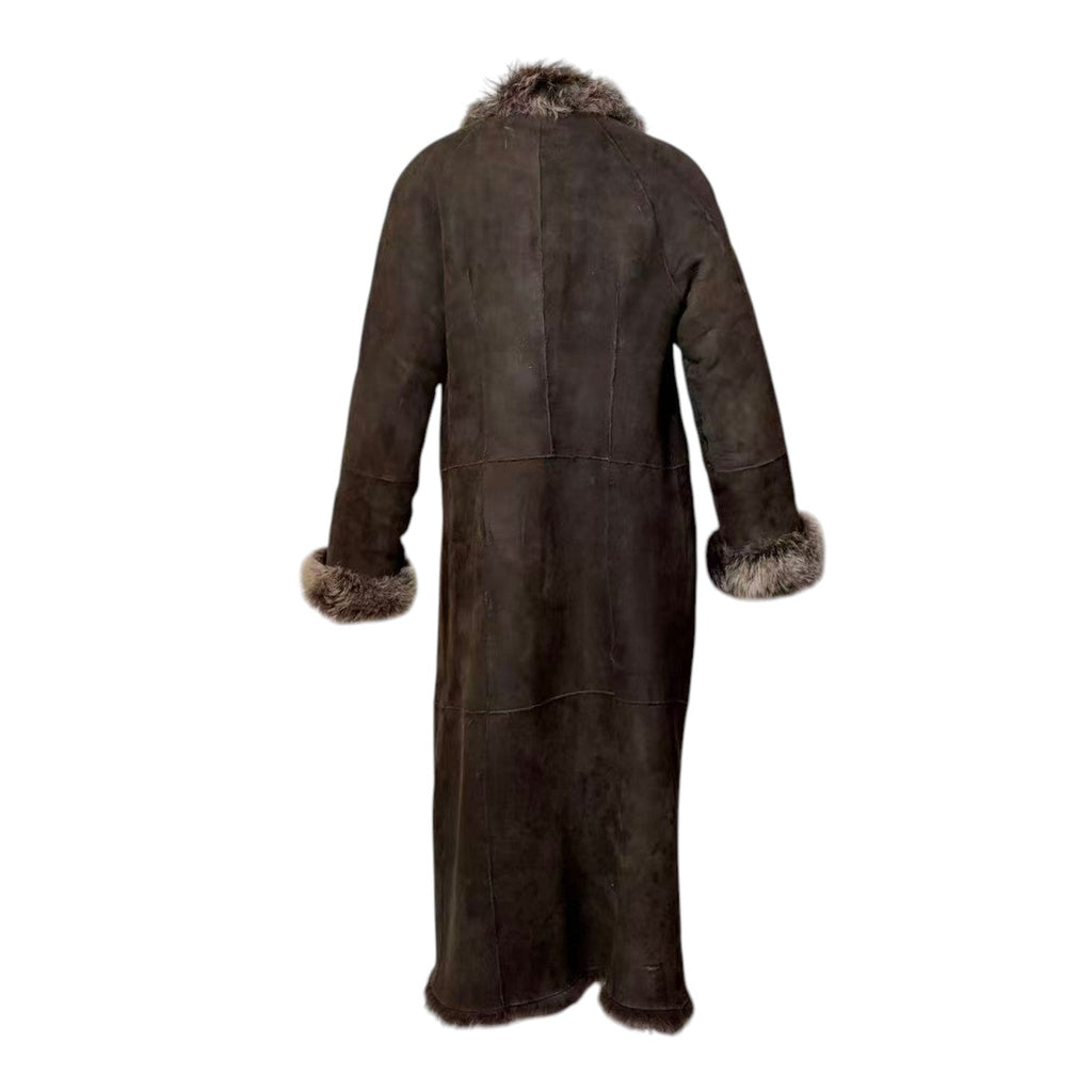 DKNY LONG SHEARLING REAL FUR COAT JACKET BROWN SIZE M FROM JAPAN image 14