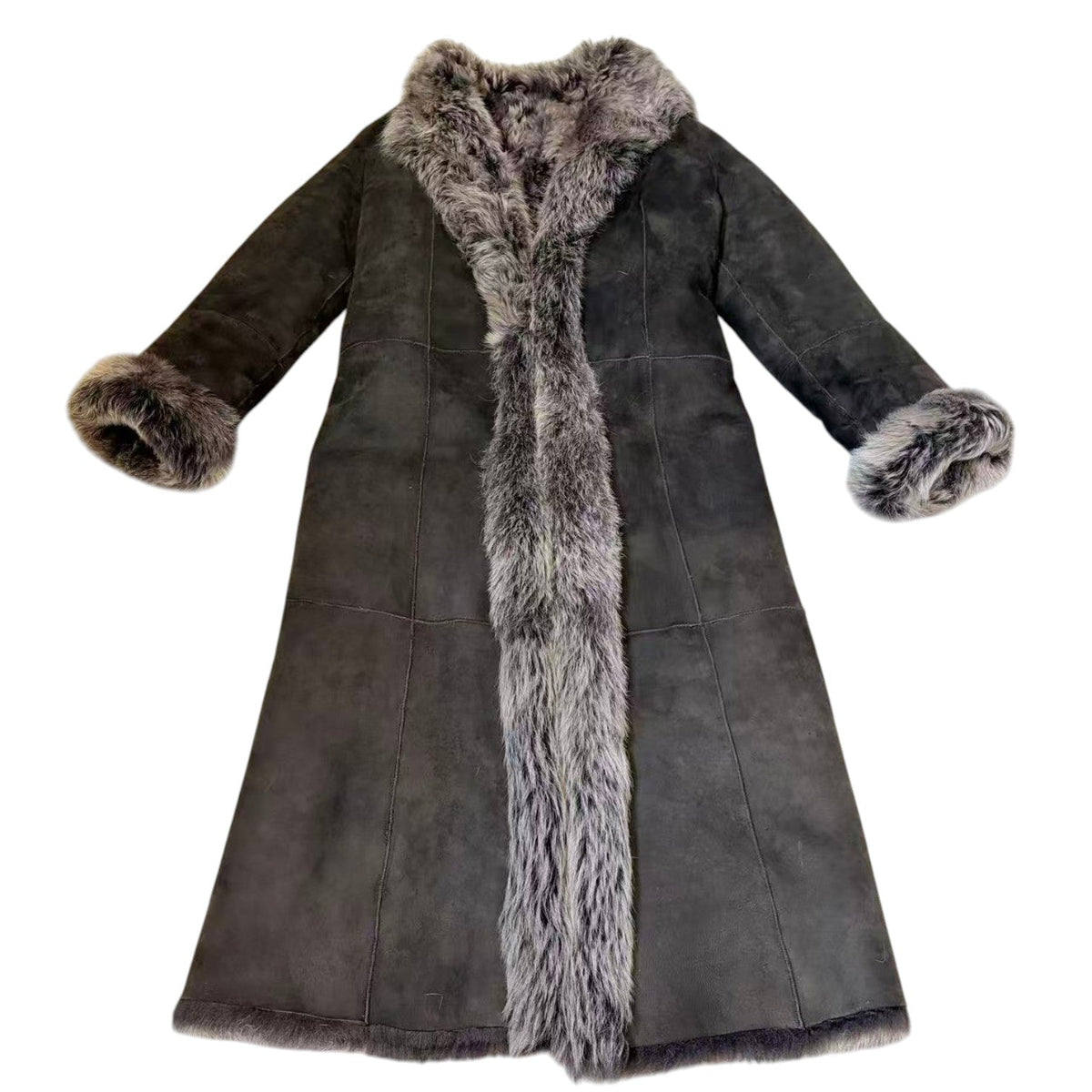 DKNY LONG SHEARLING REAL FUR COAT JACKET BROWN SIZE M FROM JAPAN image 15
