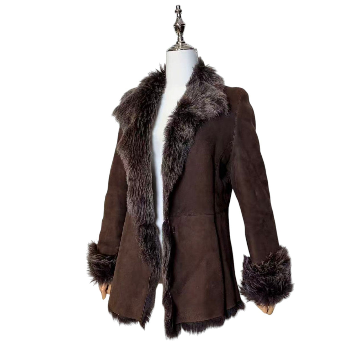 REAL SHEARLING SHEEPSKIN FUR SHORT COAT JACKET BROWN SIZE S JAPAN image 2