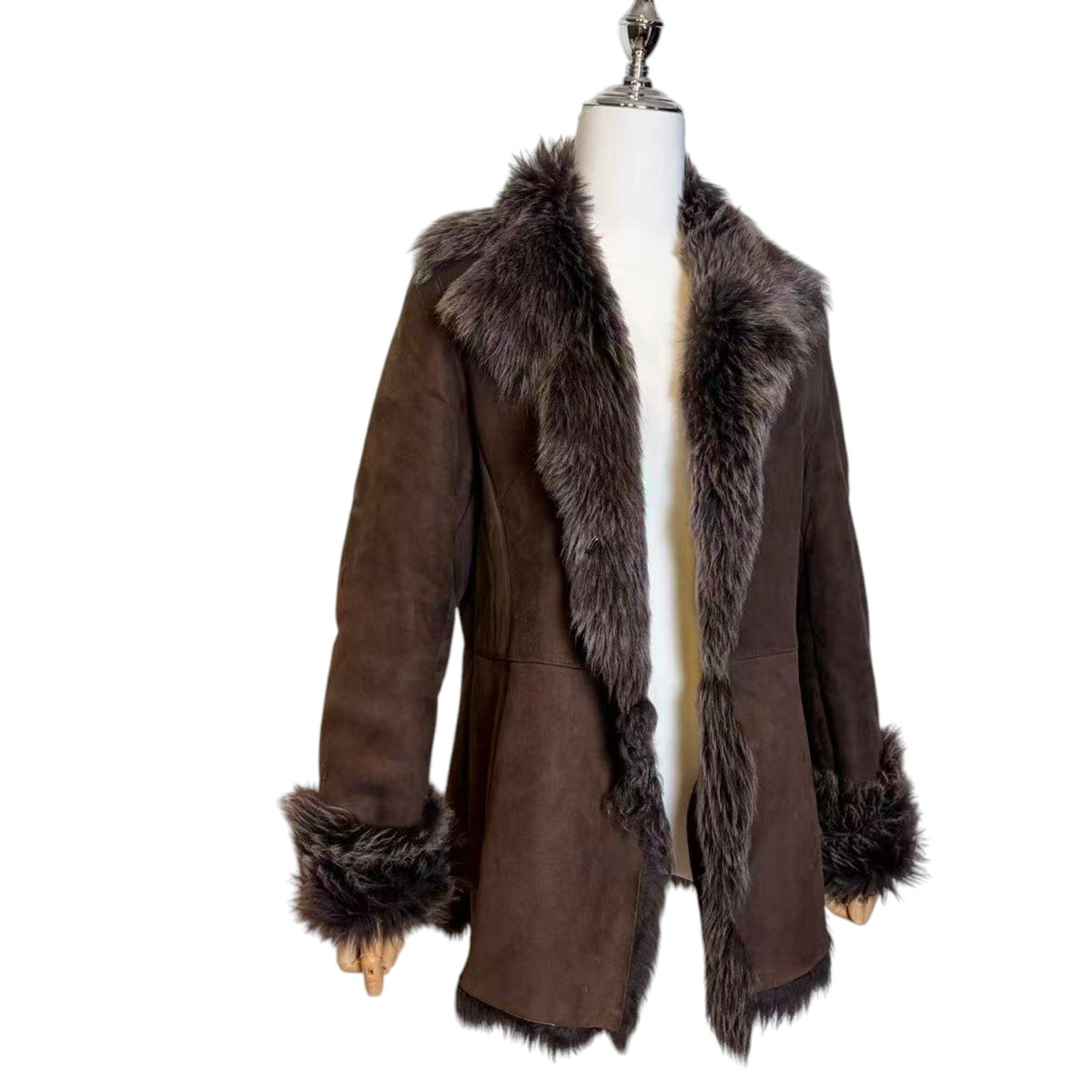 REAL SHEARLING SHEEPSKIN FUR SHORT COAT JACKET BROWN SIZE S JAPAN image 3