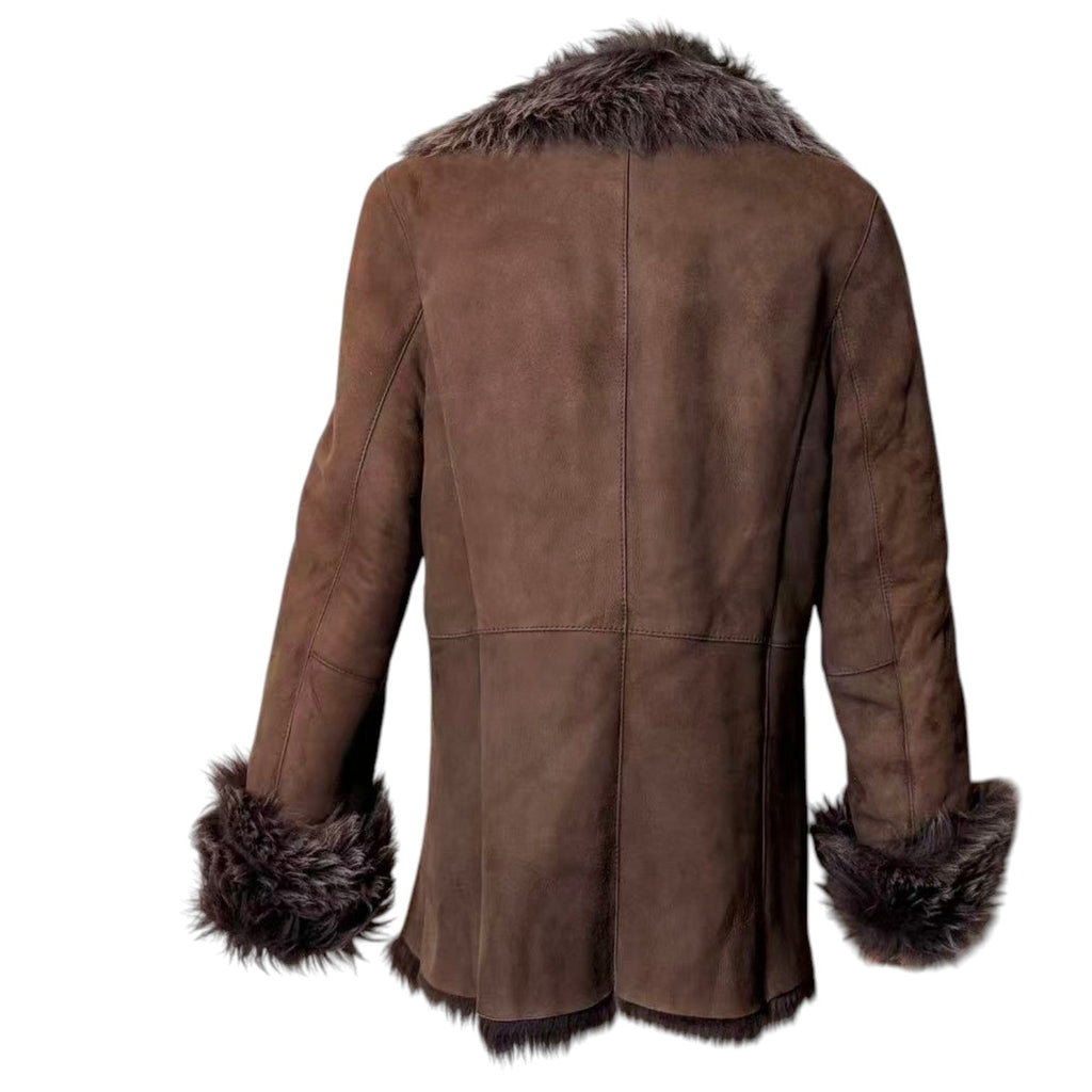 REAL SHEARLING SHEEPSKIN FUR SHORT COAT JACKET BROWN SIZE S JAPAN image 6
