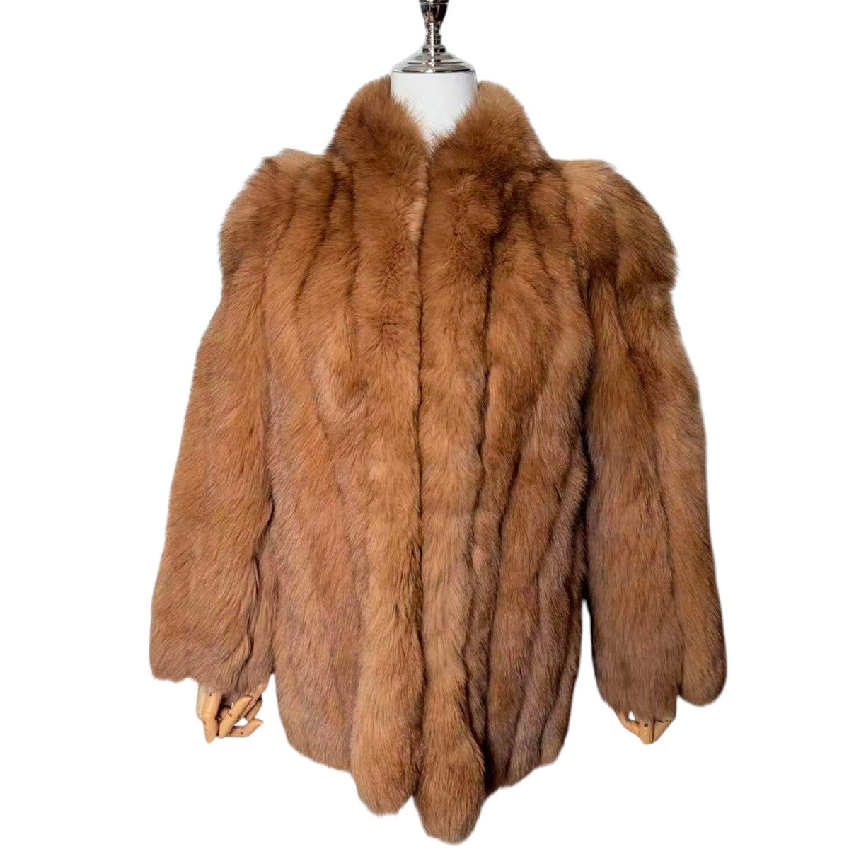 BROWN FOX REAL FUR COAT JACKET SHORT SIZE M FROM JAPAN image 1