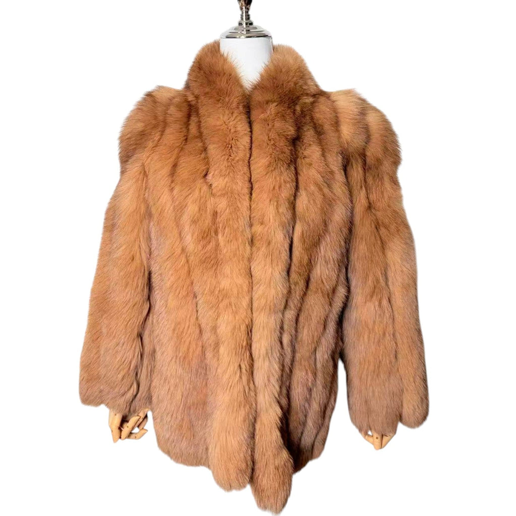 BROWN FOX REAL FUR COAT JACKET SHORT SIZE M FROM JAPAN image 2