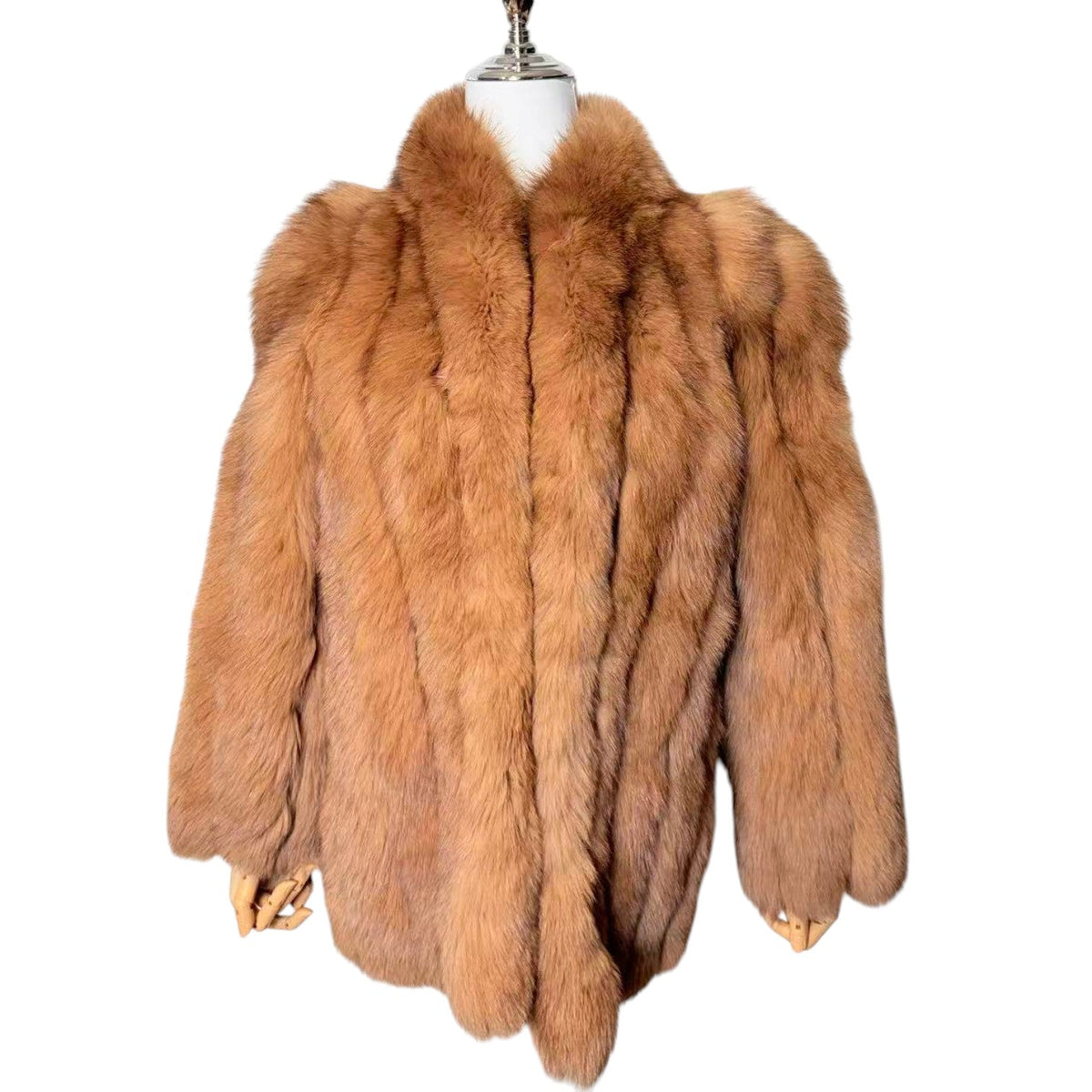 BROWN FOX REAL FUR COAT JACKET SHORT SIZE M FROM JAPAN image 2