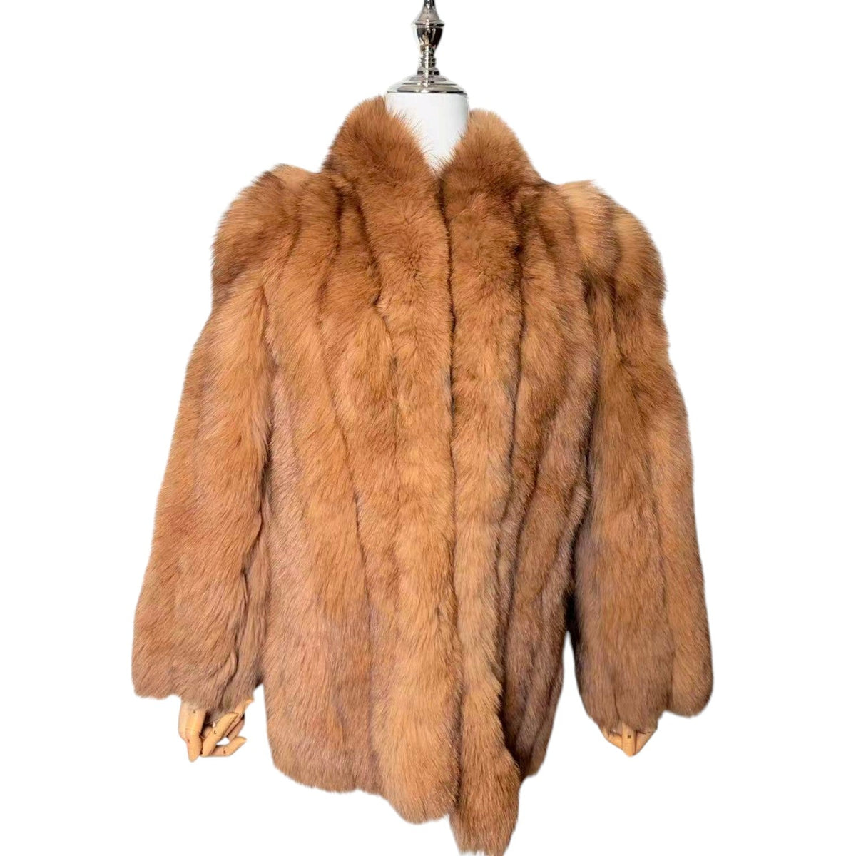 BROWN FOX REAL FUR COAT JACKET SHORT SIZE M FROM JAPAN image 3