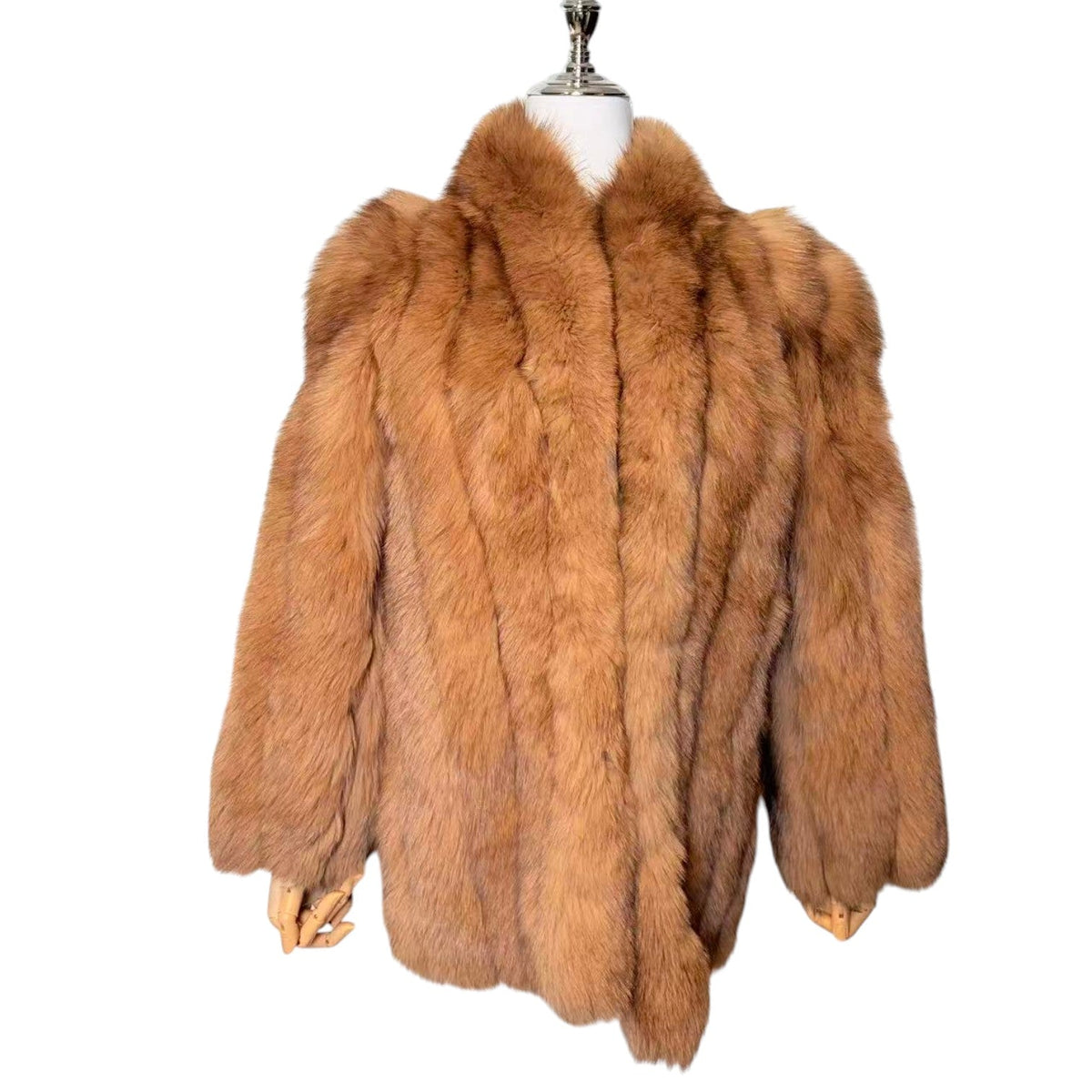 BROWN FOX REAL FUR COAT JACKET SHORT SIZE M FROM JAPAN image 4