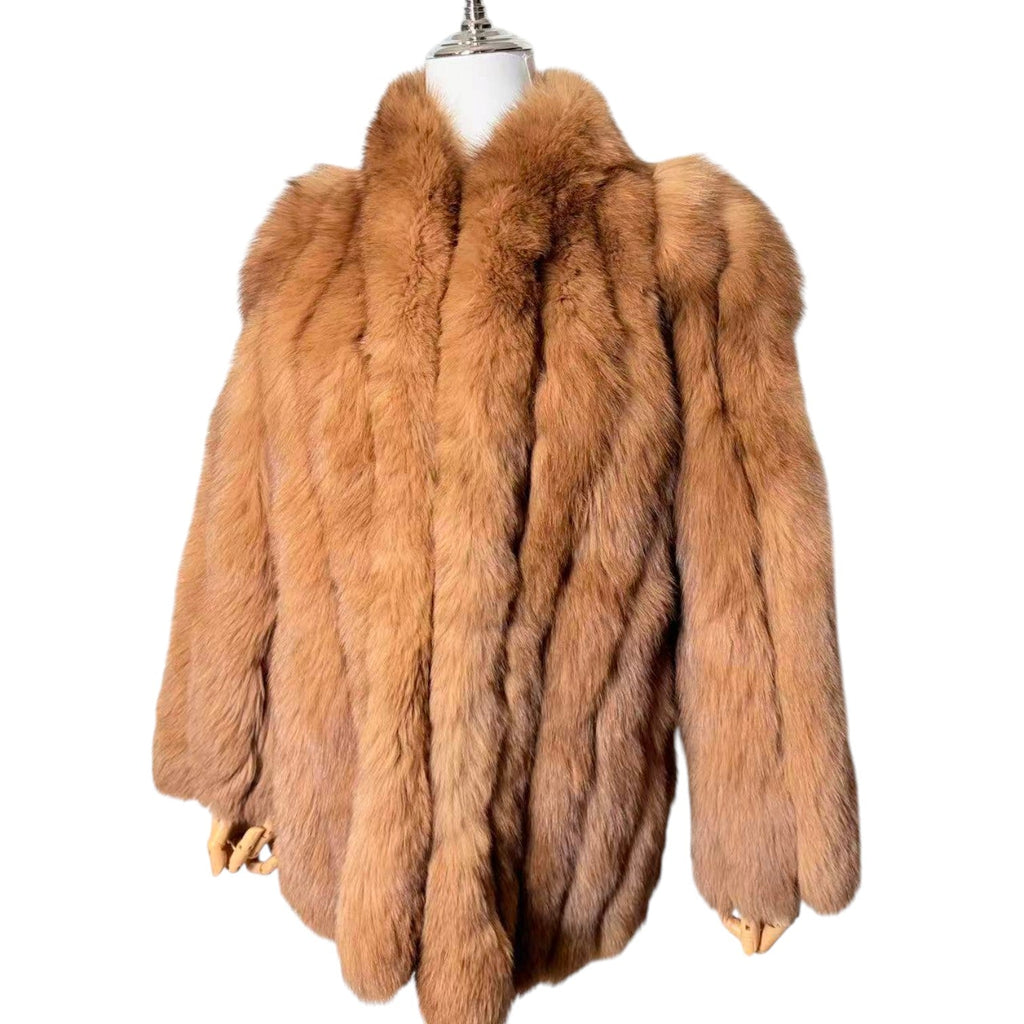BROWN FOX REAL FUR COAT JACKET SHORT SIZE M FROM JAPAN image 5