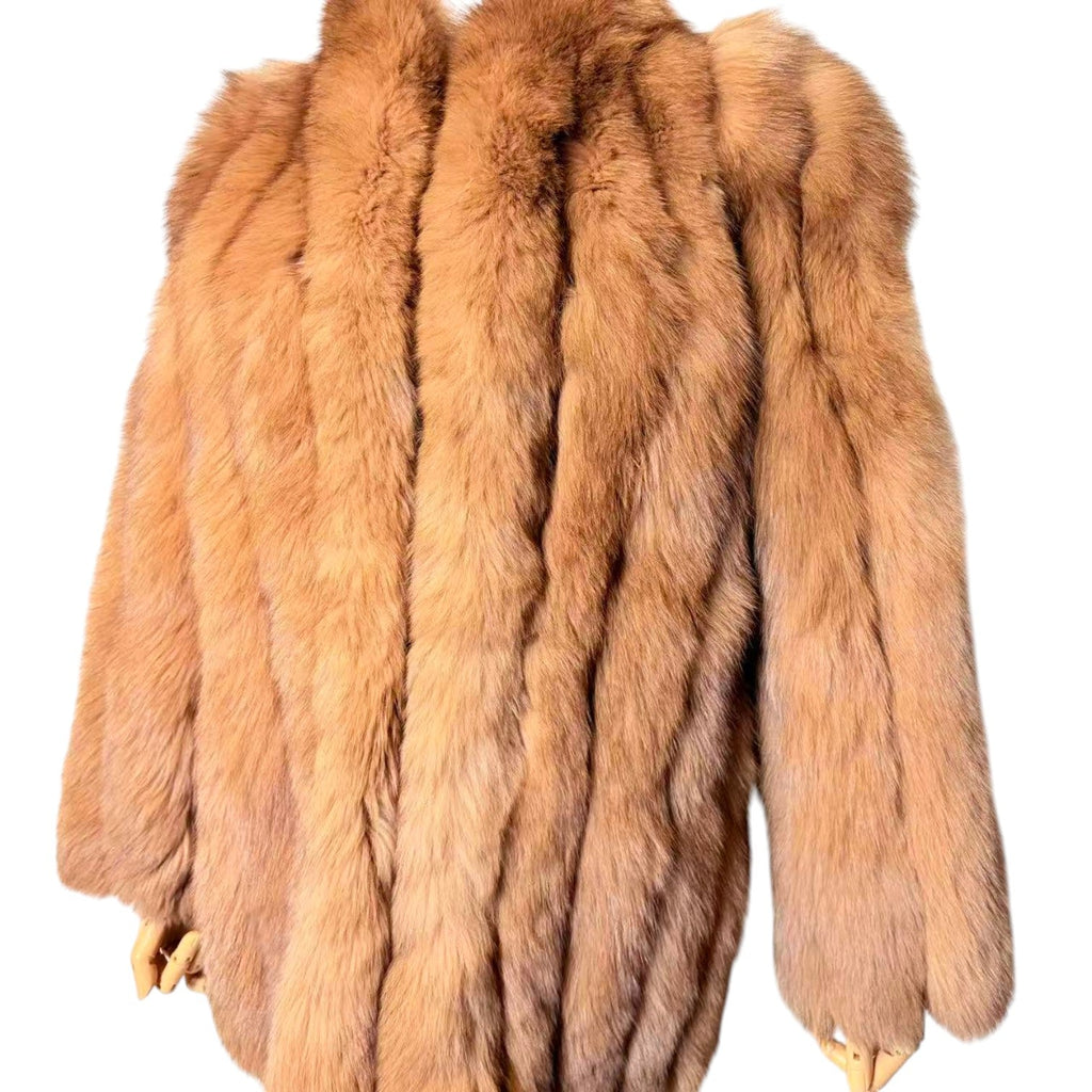 BROWN FOX REAL FUR COAT JACKET SHORT SIZE M FROM JAPAN image 8