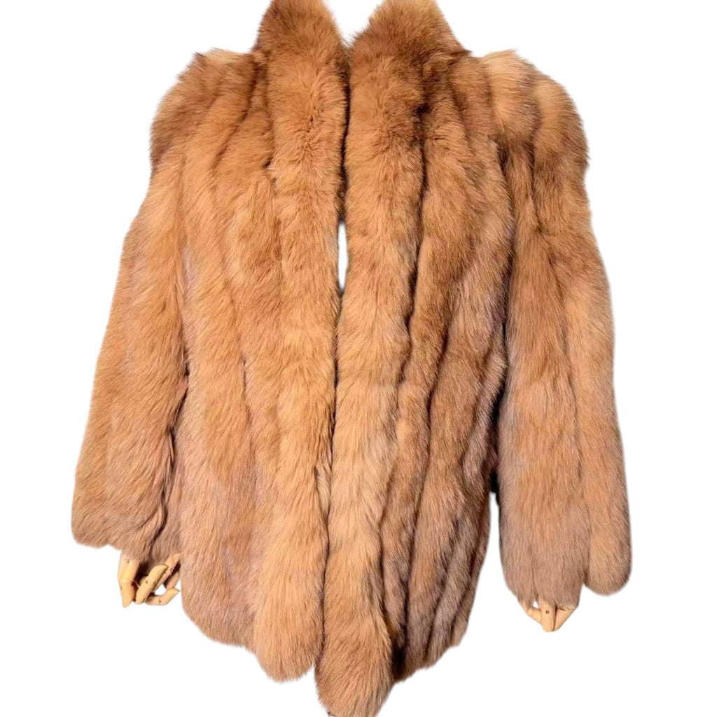BROWN FOX REAL FUR COAT JACKET SHORT SIZE M FROM JAPAN image 9