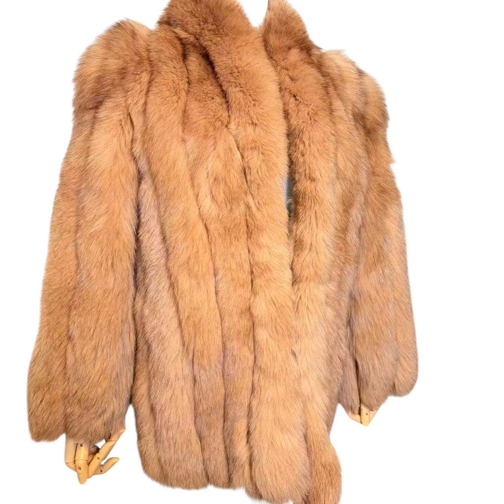 BROWN FOX REAL FUR COAT JACKET SHORT SIZE M FROM JAPAN image 10