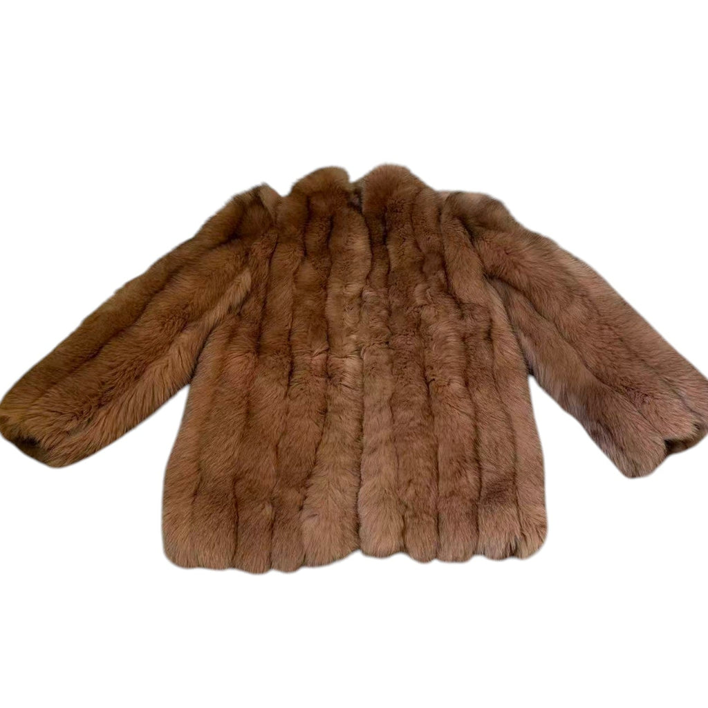 BROWN FOX REAL FUR COAT JACKET SHORT SIZE M FROM JAPAN image 12