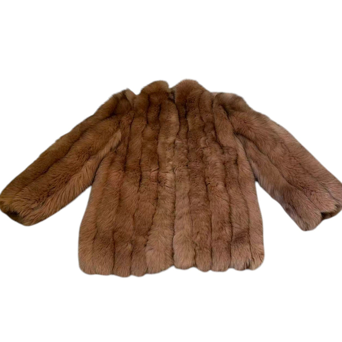 BROWN FOX REAL FUR COAT JACKET SHORT SIZE M FROM JAPAN image 12