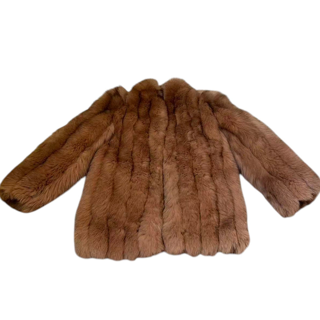 BROWN FOX REAL FUR COAT JACKET SHORT SIZE M FROM JAPAN image 13