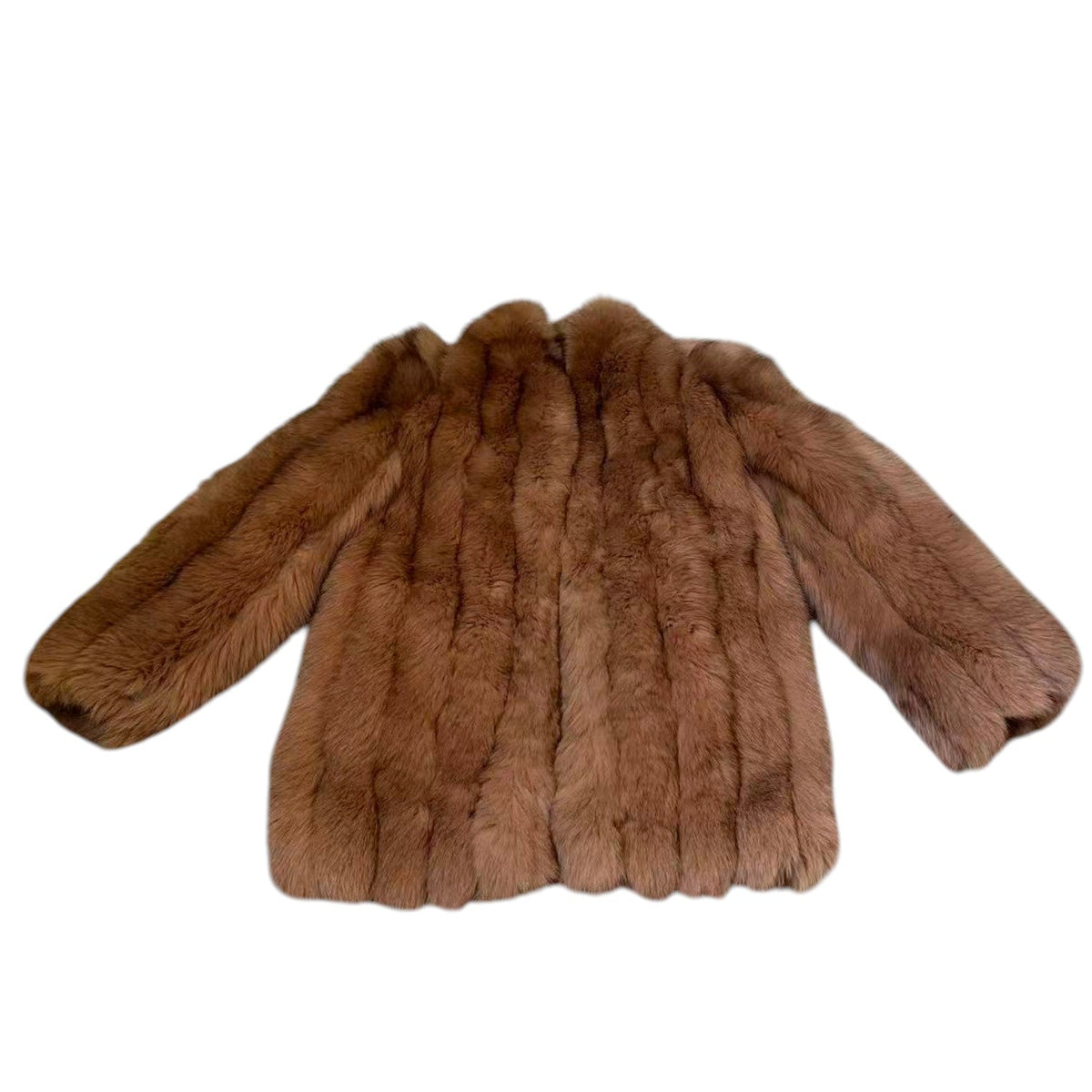 BROWN FOX REAL FUR COAT JACKET SHORT SIZE M FROM JAPAN image 14
