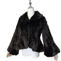 REAL MINK FUR SHORT JACKET COAT WAISTED BLACK SIZE S KOREA image 5