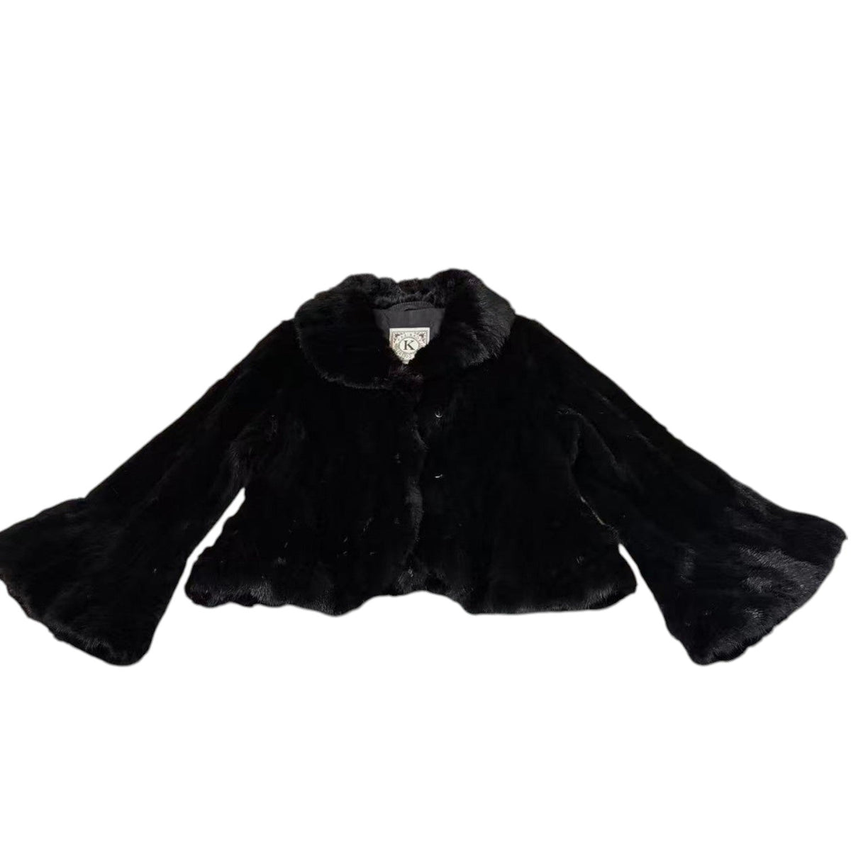 REAL MINK FUR SHORT JACKET COAT WAISTED BLACK SIZE S KOREA image 11