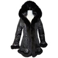 REAL FOX FUR HOODED DOWN JACKET COAT BLACK SIZE M FROM JAPAN image 1