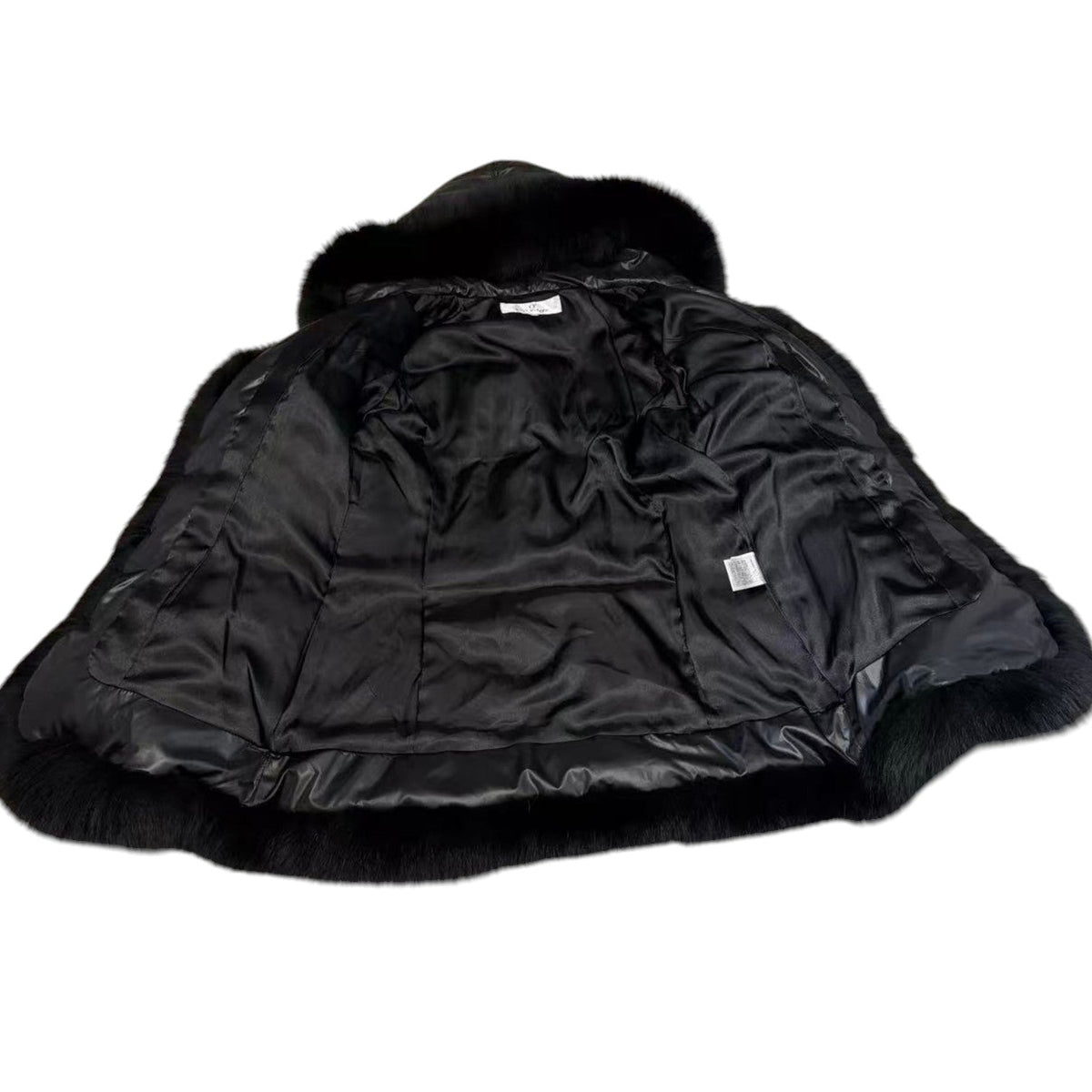 REAL FOX FUR HOODED DOWN JACKET COAT BLACK SIZE M FROM JAPAN image 10