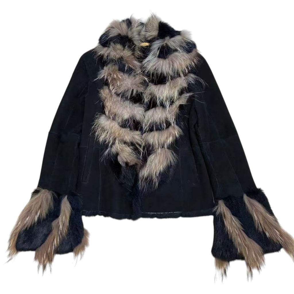 VIVAYOU Y2K REAL FUR SHEARLING JACKET COAT BLACK SIZE M FROM JAPAN image 7