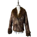 REAL RABBIT BLUE FOX FUR SHEARLING JACKET BROWN Y2K SIZE M FROM JAPAN image 1