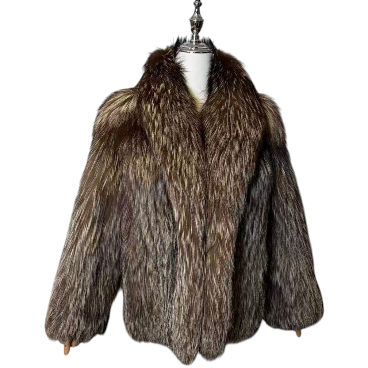 SILVER FOX REAL FUR COAT JACKET VOLUMINOUS THICK WARM SIZE M FROM JAPAN image 3