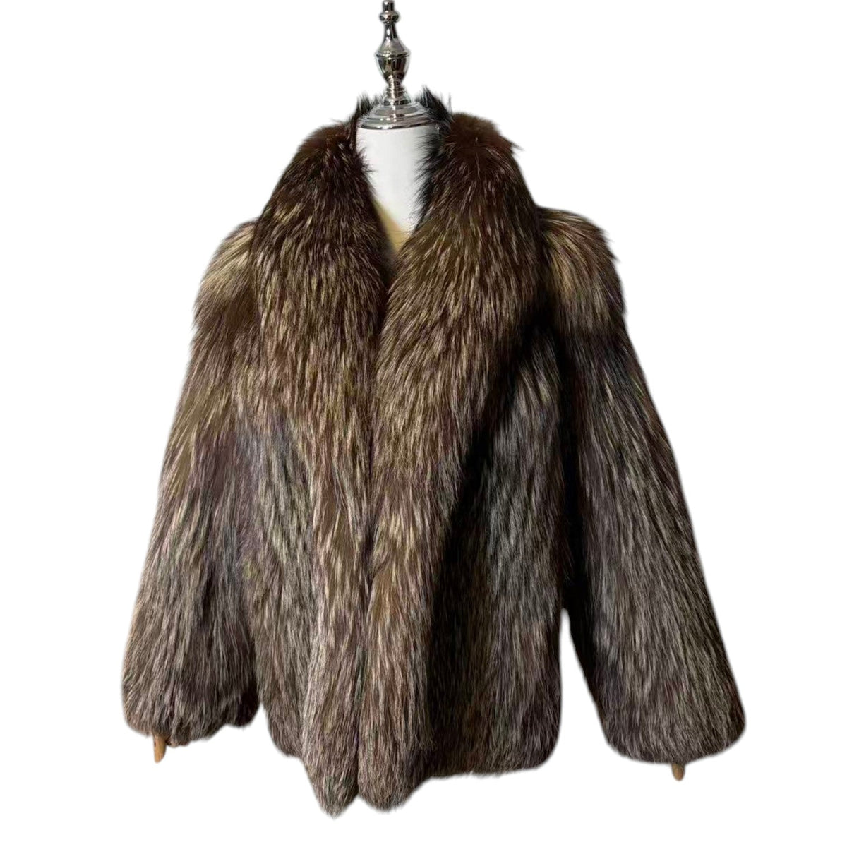 SILVER FOX REAL FUR COAT JACKET VOLUMINOUS THICK WARM SIZE M FROM JAPAN image 4