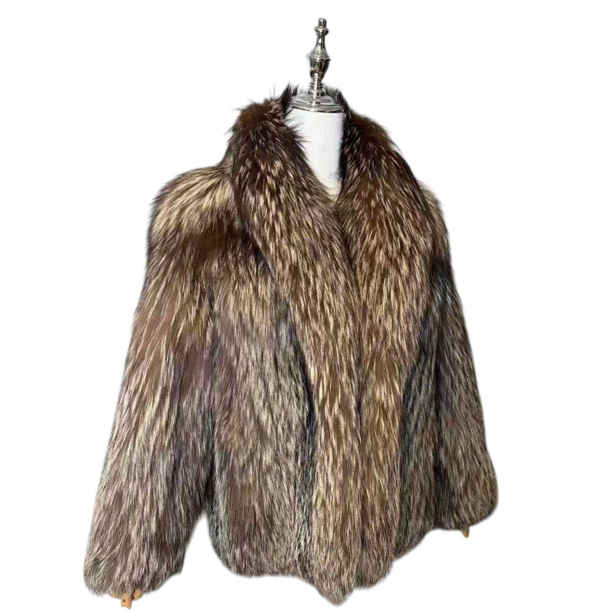 SILVER FOX REAL FUR COAT JACKET VOLUMINOUS THICK WARM SIZE M FROM JAPAN image 6