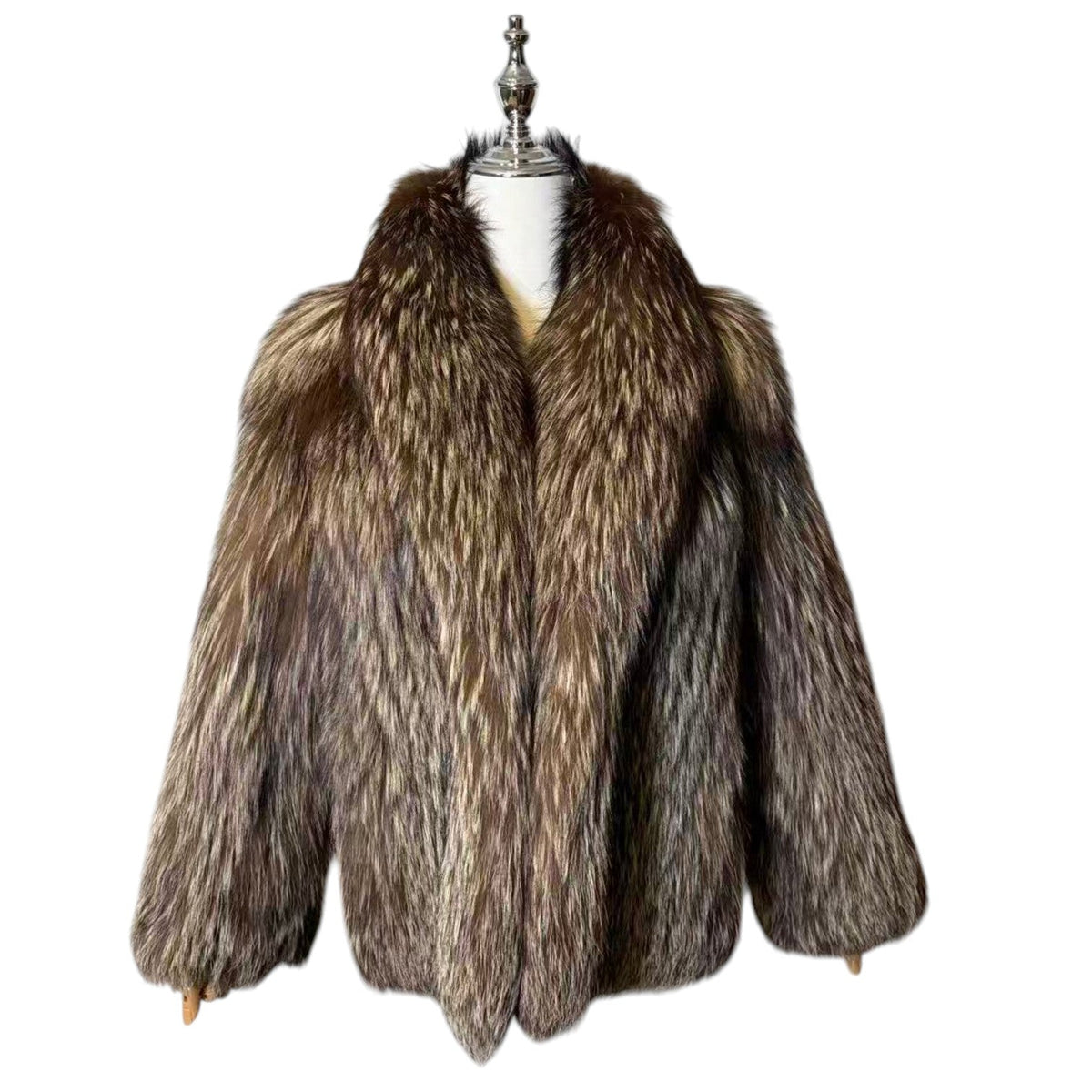 SILVER FOX REAL FUR COAT JACKET VOLUMINOUS THICK WARM SIZE M FROM JAPAN image 7
