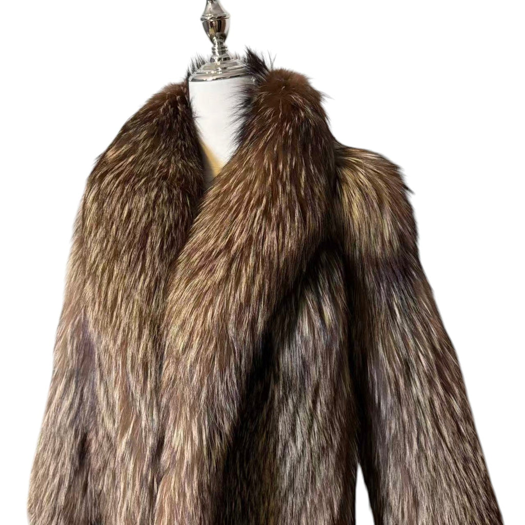 SILVER FOX REAL FUR COAT JACKET VOLUMINOUS THICK WARM SIZE M FROM JAPAN image 9