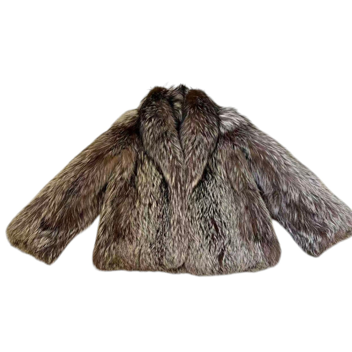 SILVER FOX REAL FUR COAT JACKET VOLUMINOUS THICK WARM SIZE M FROM JAPAN image 10