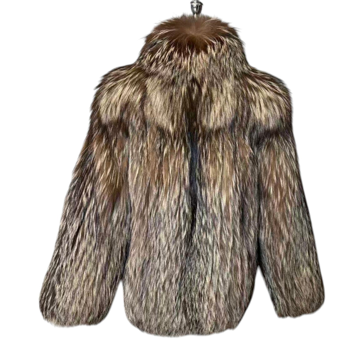 SILVER FOX REAL FUR COAT JACKET VOLUMINOUS THICK WARM SIZE M FROM JAPAN image 11