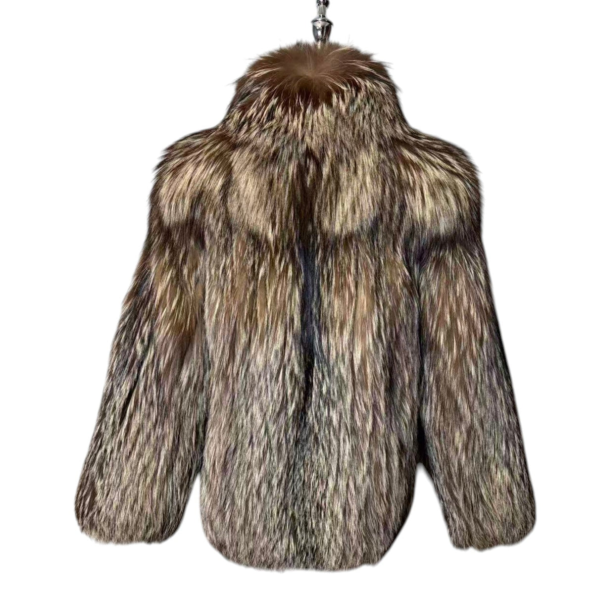SILVER FOX REAL FUR COAT JACKET VOLUMINOUS THICK WARM SIZE M FROM JAPAN image 12