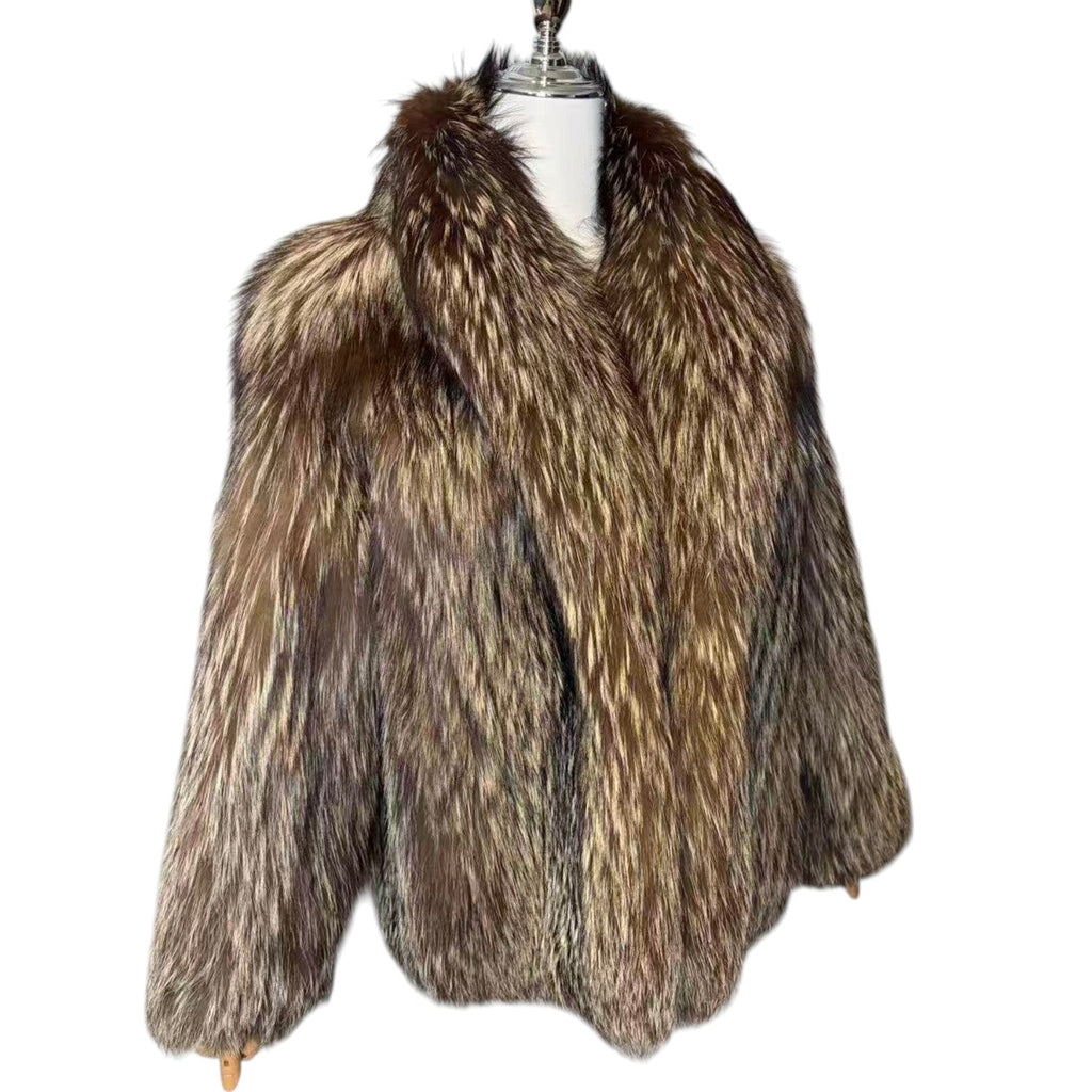 SILVER FOX REAL FUR COAT JACKET VOLUMINOUS THICK WARM SIZE M FROM JAPAN image 13