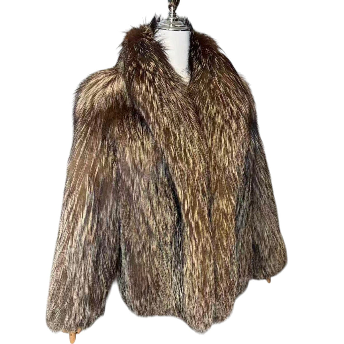 SILVER FOX REAL FUR COAT JACKET VOLUMINOUS THICK WARM SIZE M FROM JAPAN image 13