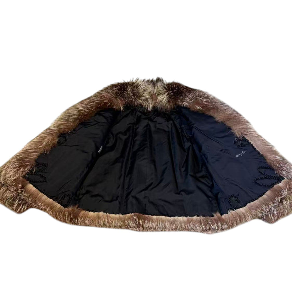 SILVER FOX REAL FUR COAT JACKET VOLUMINOUS THICK WARM SIZE M FROM JAPAN image 14
