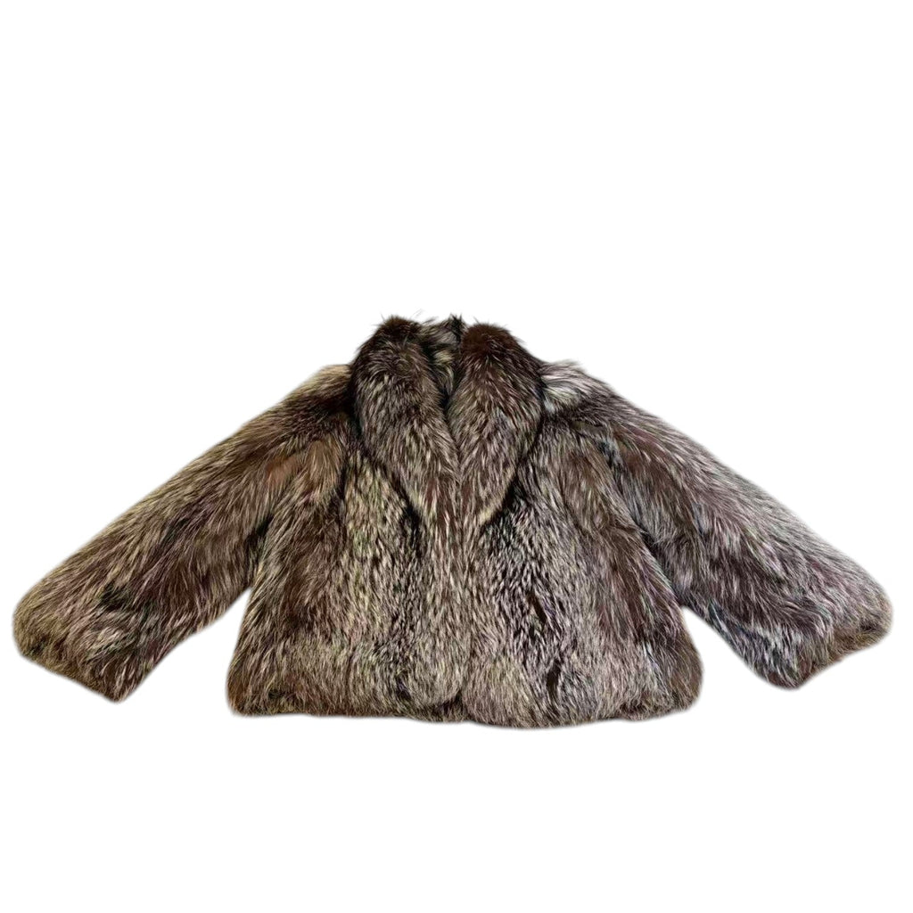 SILVER FOX REAL FUR COAT JACKET VOLUMINOUS THICK WARM SIZE M FROM JAPAN image 16