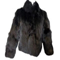 J-WHITE REAL FOX FUR COAT JACKET BLACK SHORT SIZE M FROM JAPAN image 1