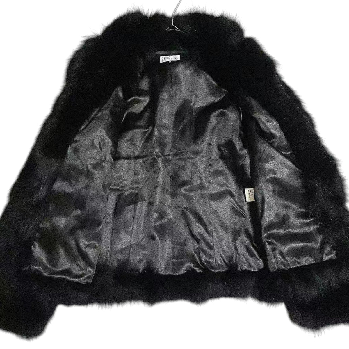 J-WHITE REAL FOX FUR COAT JACKET BLACK SHORT SIZE M FROM JAPAN image 10