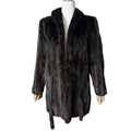REAL MINK FUR COAT JACKET BLACK FLORAL LINING TIE MID-LENGTH SIZE M FROM JAPAN image 2