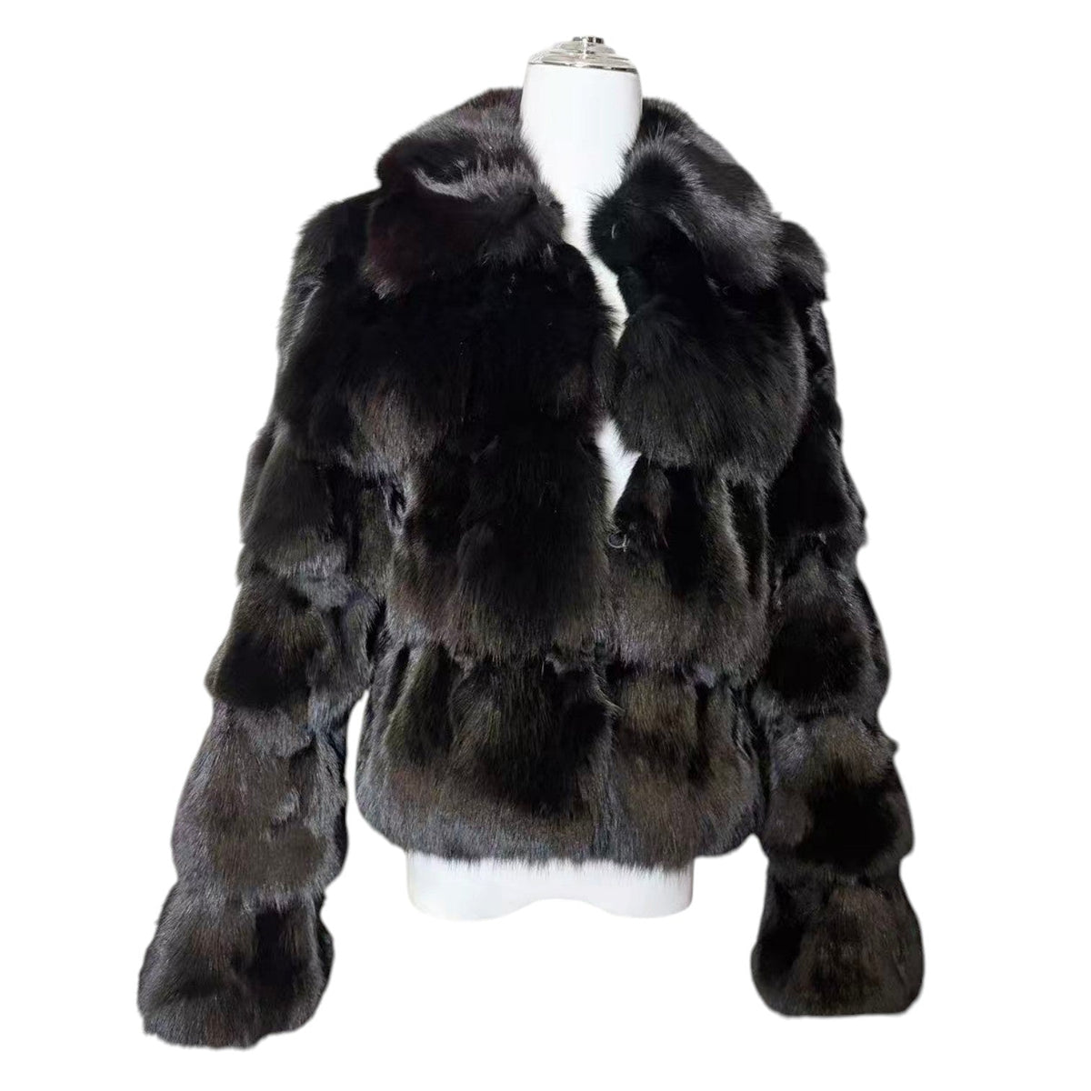 EPOLENE REAL FOX FUR COAT JACKET BLACK SHORT SIZE M FROM JAPAN image 3