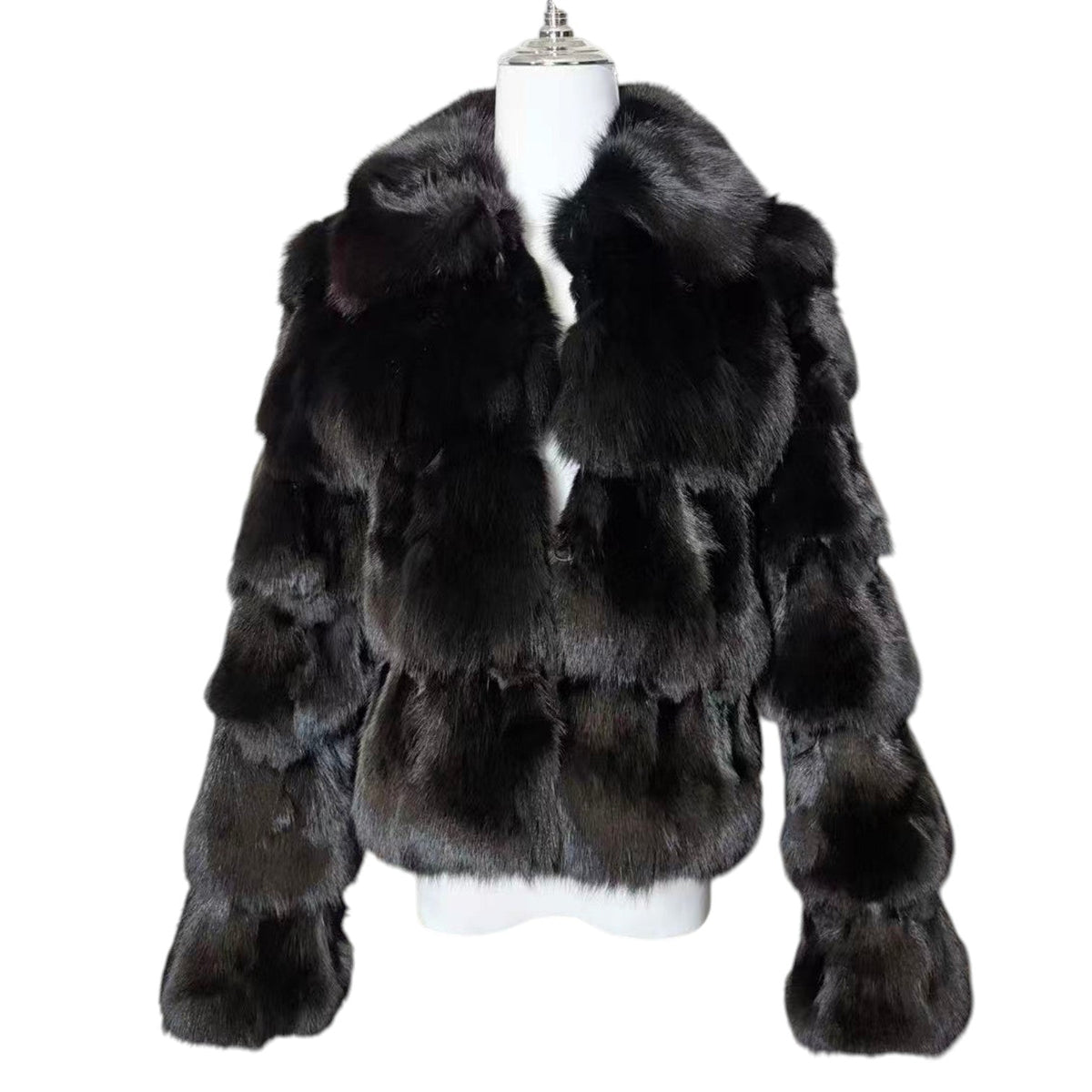EPOLENE REAL FOX FUR COAT JACKET BLACK SHORT SIZE M FROM JAPAN image 4
