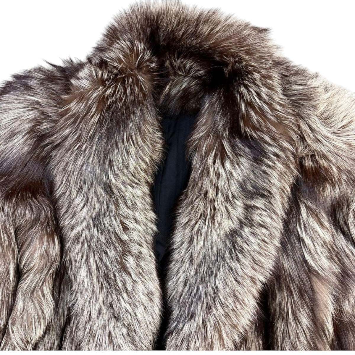 SAGA FOX REAL SILVER FOX FUR LONG COAT THICK WARM JACKET L FROM JAPAN