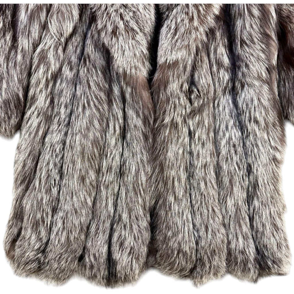 SAGA FOX REAL SILVER FOX FUR LONG COAT THICK WARM JACKET L FROM JAPAN
