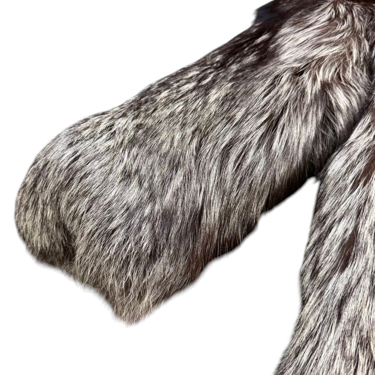 SAGA FOX REAL SILVER FOX FUR LONG COAT THICK WARM JACKET L FROM JAPAN