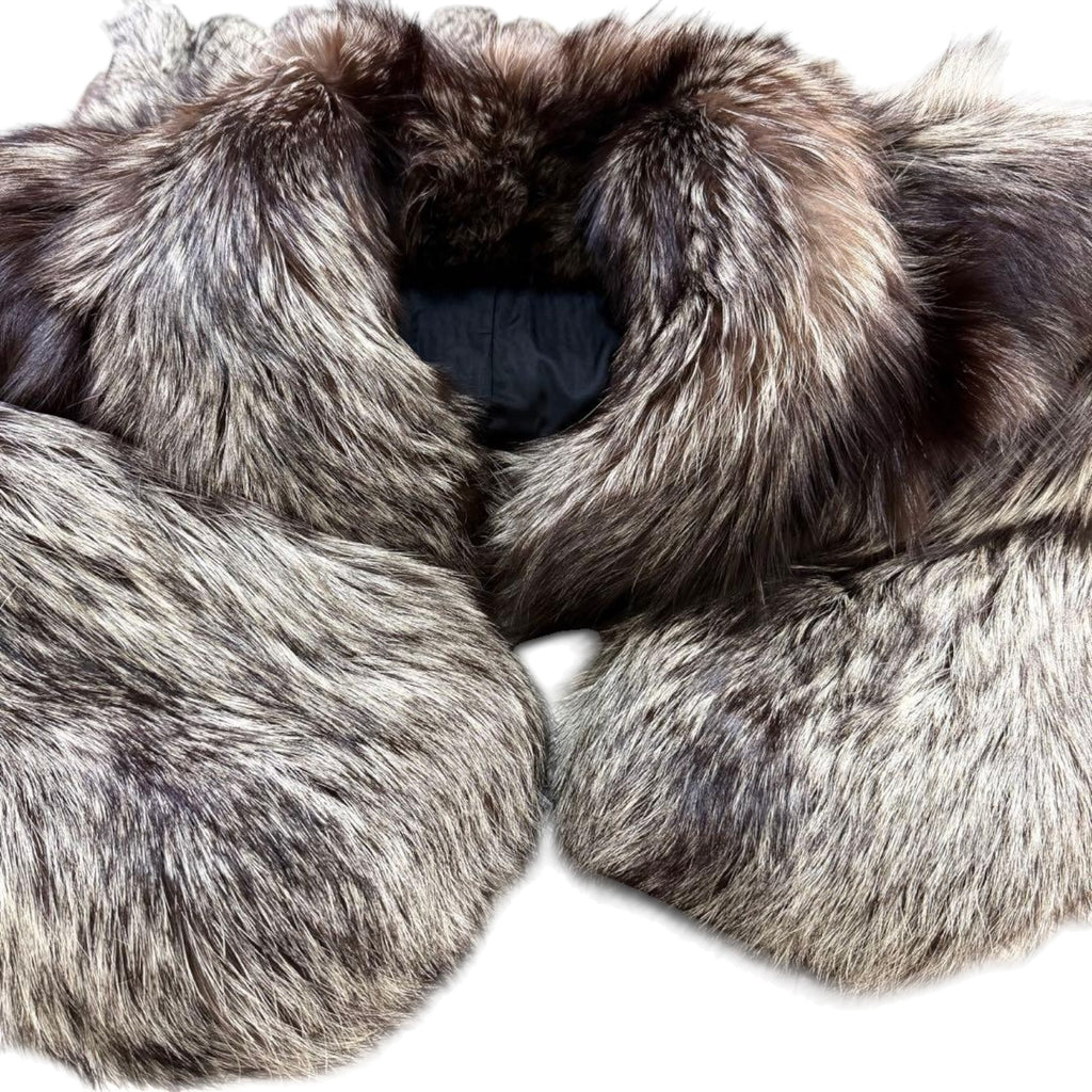 SAGA FOX REAL SILVER FOX FUR LONG COAT THICK WARM JACKET L FROM JAPAN