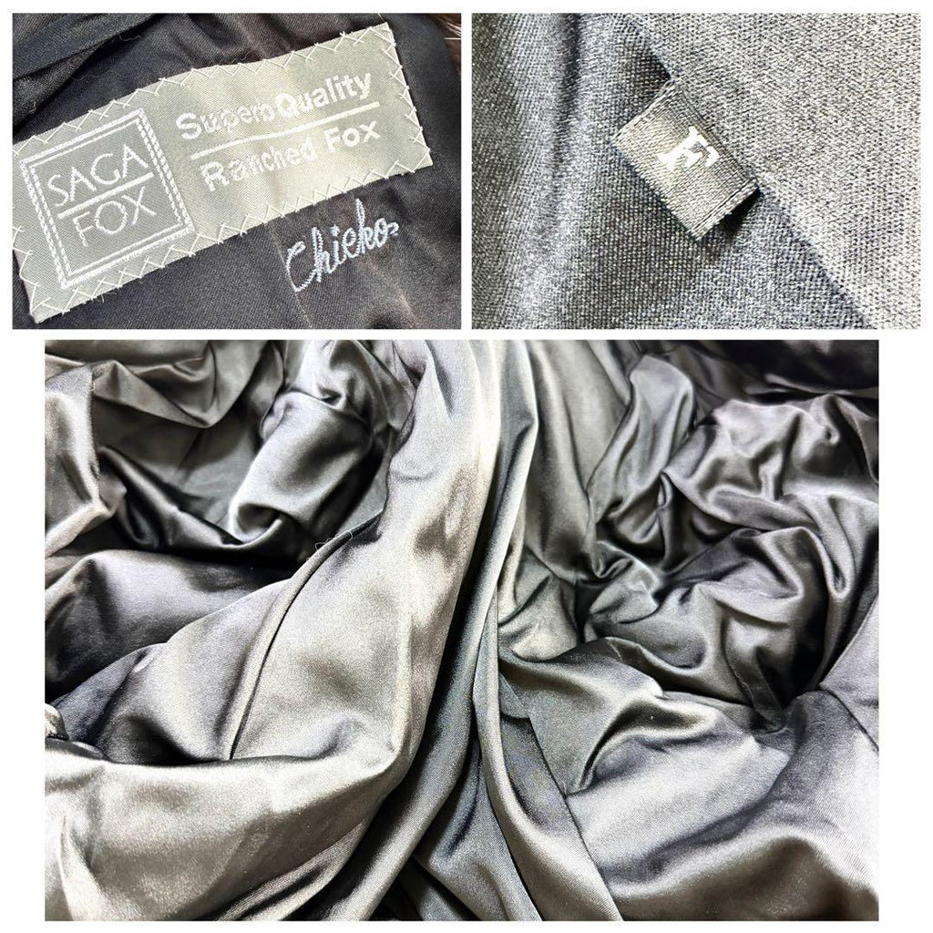 SAGA FOX REAL SILVER FOX FUR LONG COAT THICK WARM JACKET L FROM JAPAN
