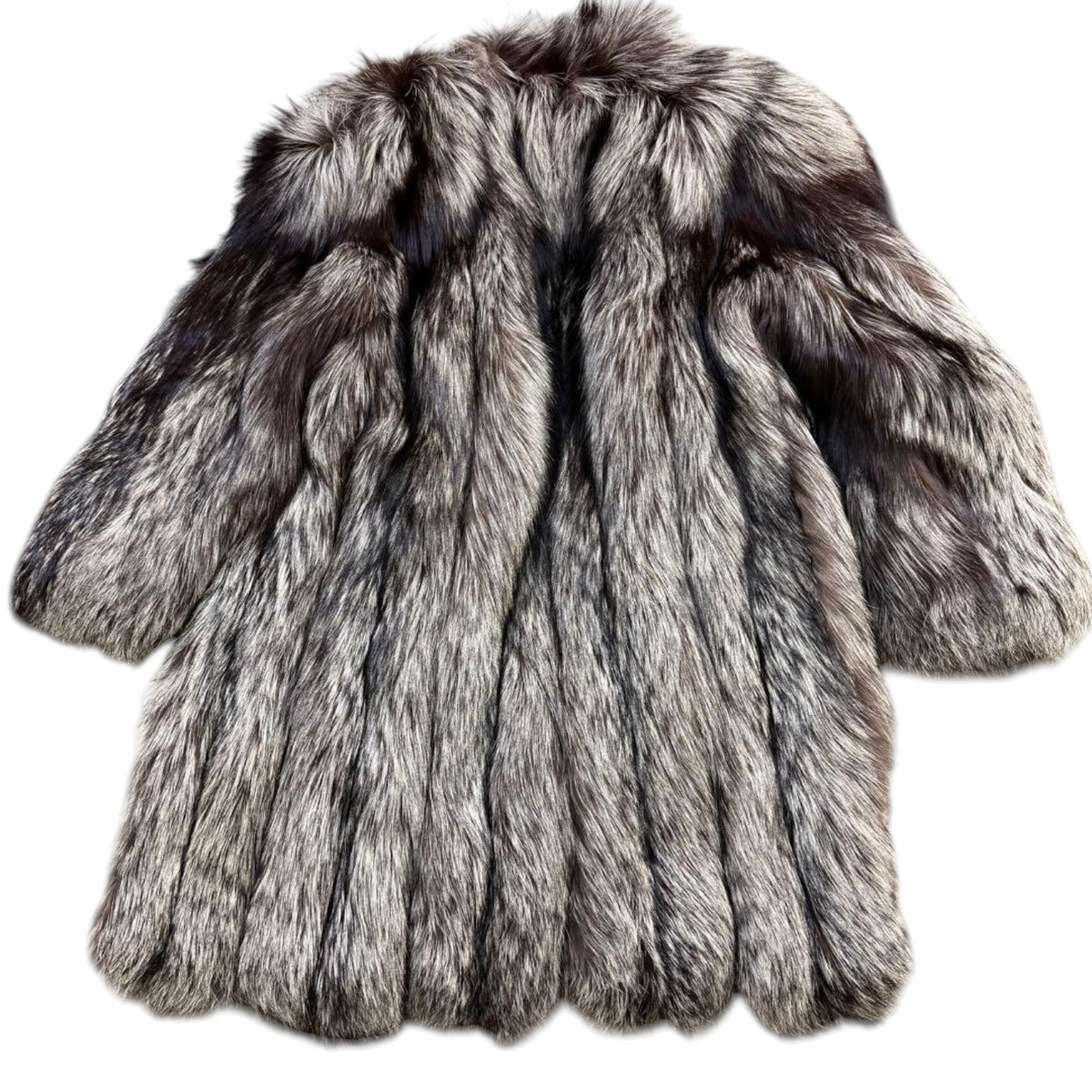 SAGA FOX REAL SILVER FOX FUR LONG COAT THICK WARM JACKET L FROM JAPAN