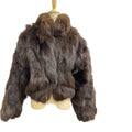 REAL FOX FUR CROPPED JACKET COAT VOLUMINOUS THICK WARM BROWN FROM JAPAN