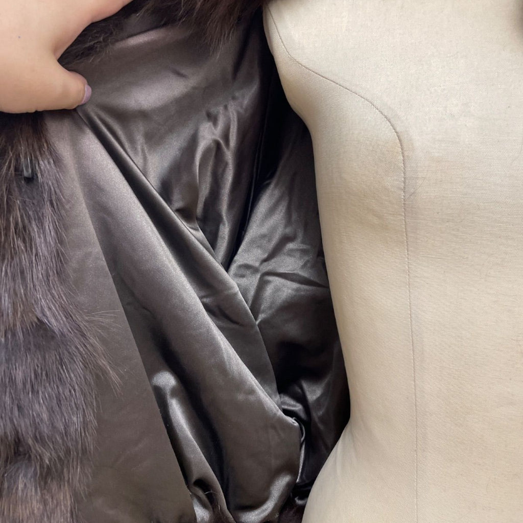 REAL FOX FUR CROPPED JACKET COAT VOLUMINOUS THICK WARM BROWN FROM JAPAN