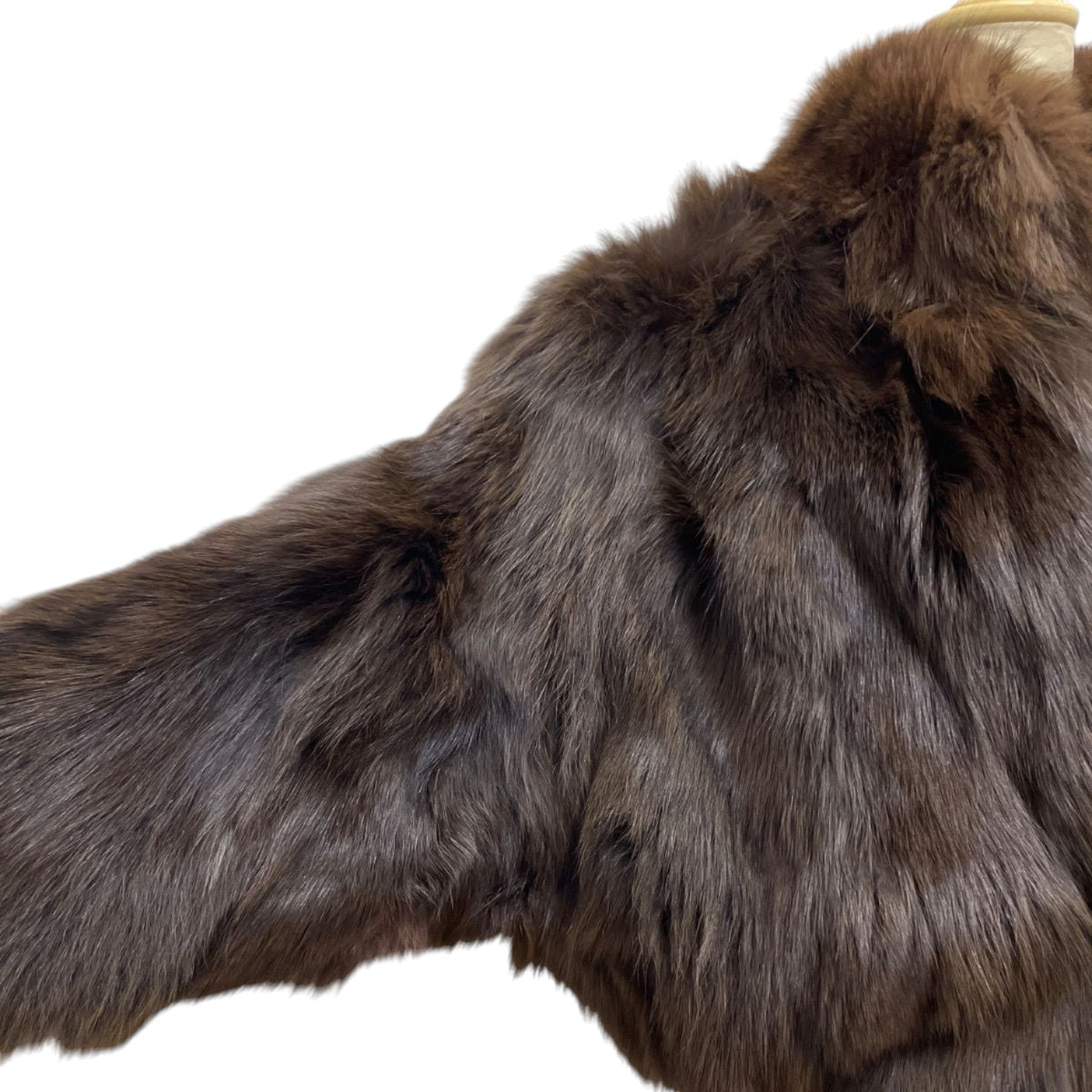 REAL FOX FUR CROPPED JACKET COAT VOLUMINOUS THICK WARM BROWN FROM JAPAN